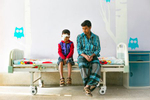 Arafat is seen with his father Sumaru after surgery at Khulna hospital March 3, 2017 in Khulna division, Bangladesh. © Sightsavers/Allison Joyce 