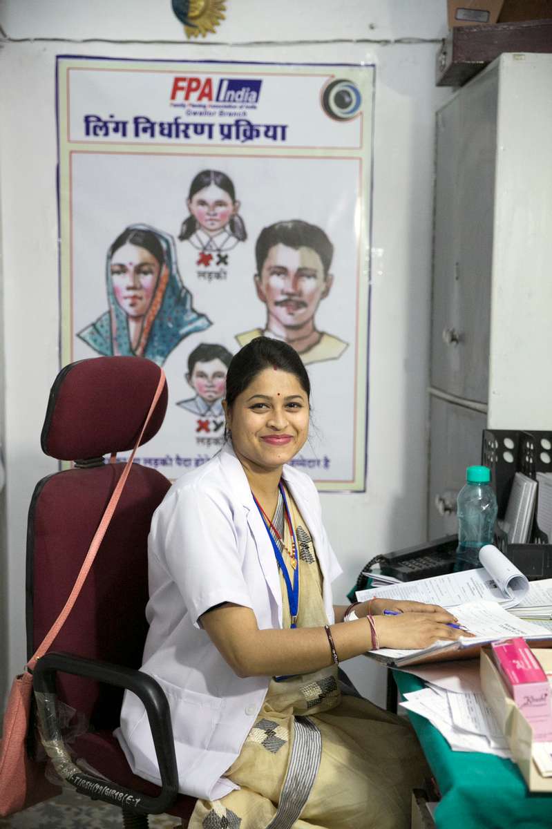 Pooja Sharma is seen at the Family Planning office in Gwalior, March 29, 2018 in Madhya Pradesh, India. Photo by Allison Joyce