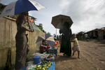 Vendors sell food in Kutupalong Rohingya refugee market 