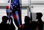 Members of an Army JROTC class perform a flag raising during a Veterans Day ceremony at Dothan, Ala. VFW Post 3073.