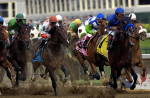 Following a stumble at the opening gate, undefeated Barbaro managed to fight his way back into a runaway victory at the running of the 132nd Kentucky Derby on May 6, 2006.  Peruvian born jockey Edgar Prado marks his seventh derby appearance and first victory.