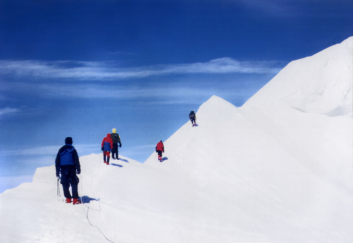 Denali summit ridge! The summit is the highest point in North America- 20,3120'. 