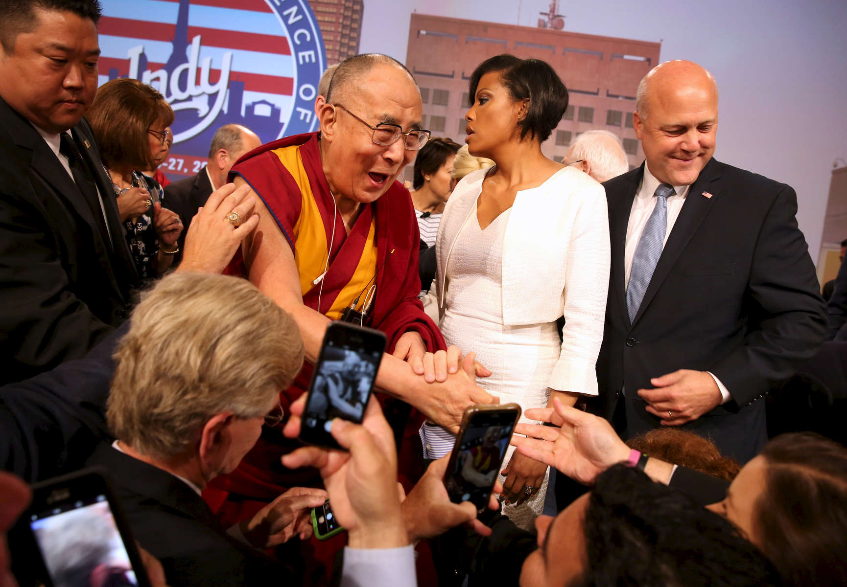 The Dalai Lama meets mayors from around the country during The United States Conference of Mayors in Indianapolis, Indiana Sunday June 26, 2016. 
