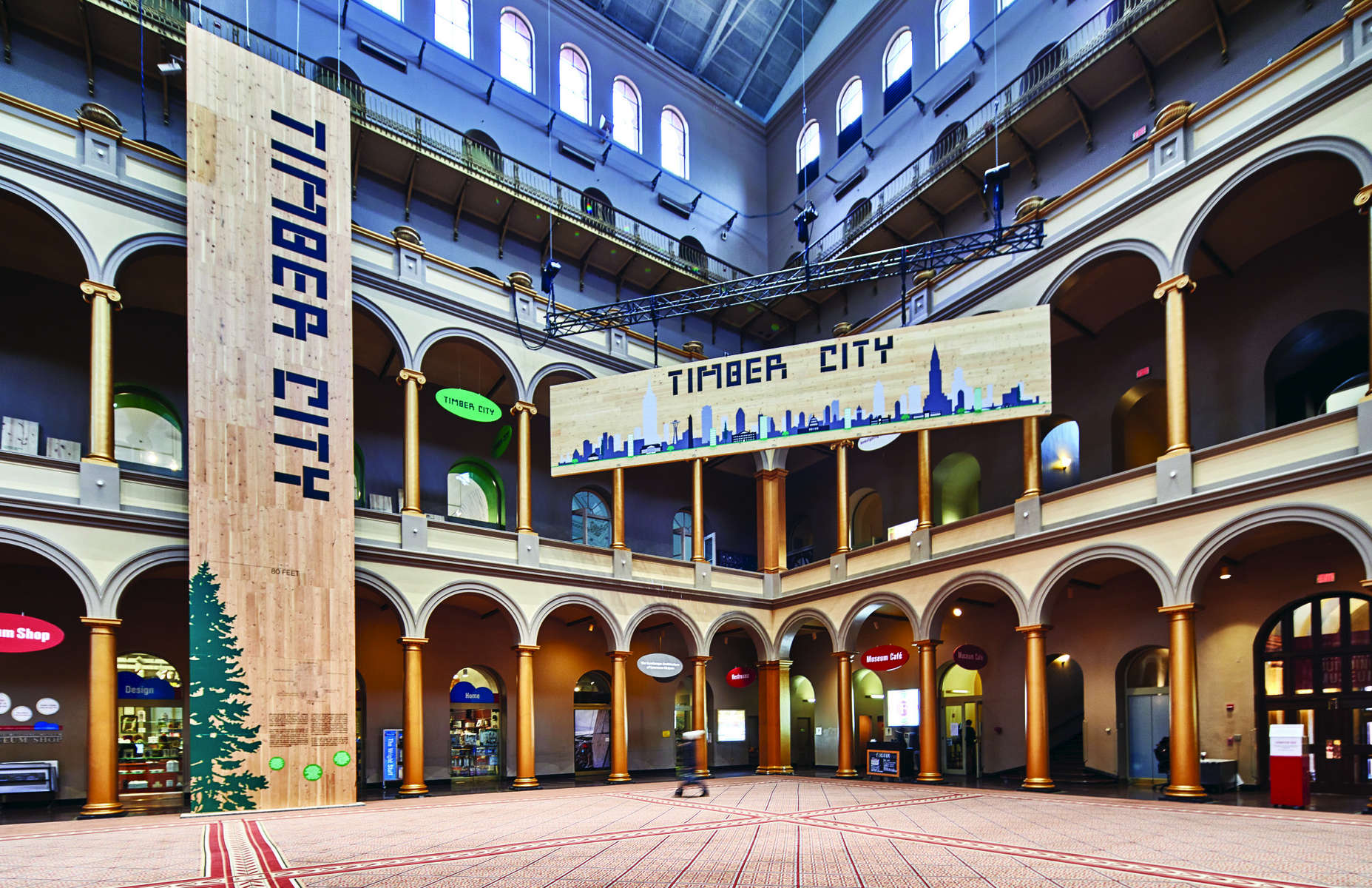 IKD has been hired to curate and design the Timber CIty Exhibition at the National Building Museum in Washington, DC Now open. Photo by Benjamin Kou