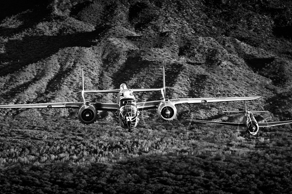 B-25 Mitchell {quote}Maid in the Shade{quote} & TBM AvengerImage No: 12-003825.bw  NOT FOR SALE - CAF Arizona Wing have copyright to B-25 {quote}Maid in the Shade{quote}