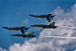 U. S. Navy Blue Angels Display Team in Double Fervel manouver.