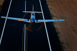 North American Mustang. Sunset flypast over runway, Mesa, ArizonaImage No: 12.004242  Click HERE to Add to Cart