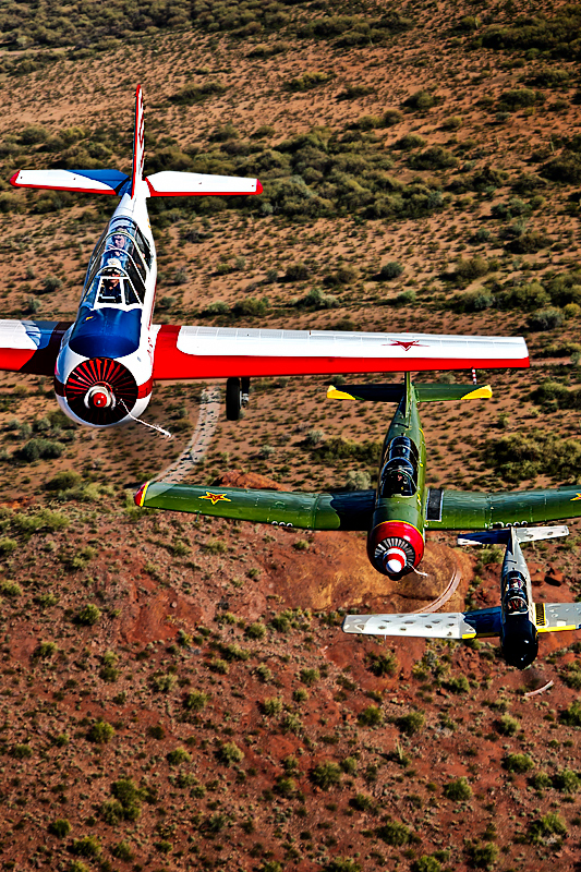 Yak-52 and Nanchang CJs in formation: "Ad hoc" - not a "display" team