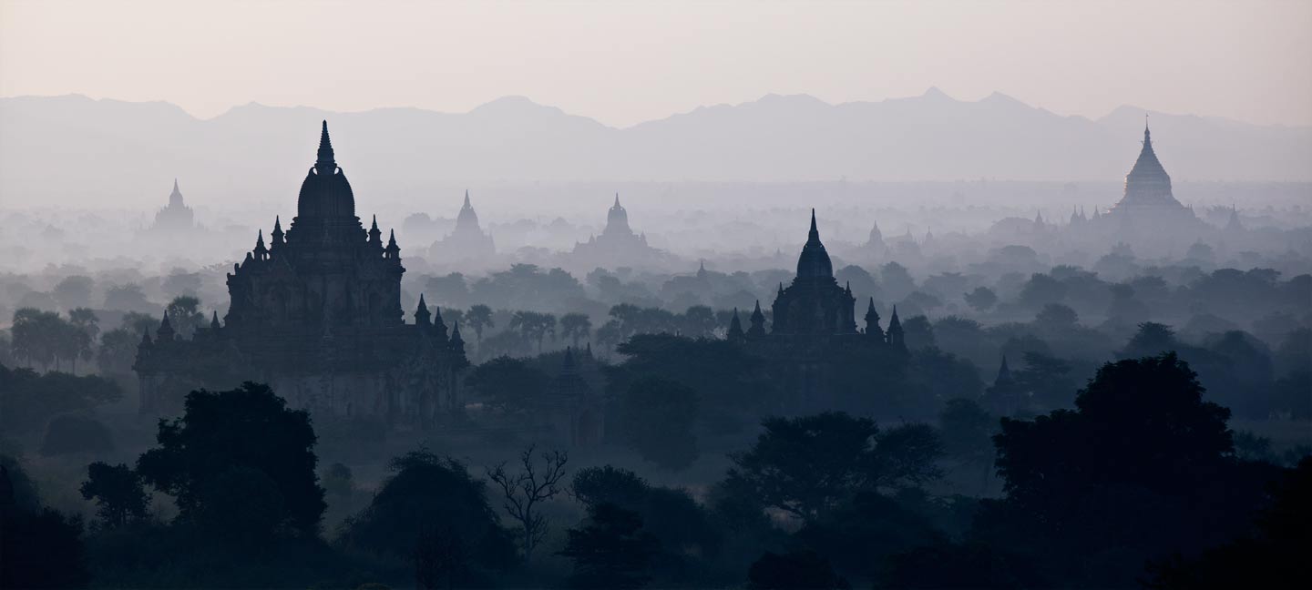 At 4 am I climbed one of the 4,000 surrounding pagodas and wait for the sun to rise. Most of them were built in the 12th century. By 10am the fog disappears, so early morning shots are the most interesting.Bagan, Burma    