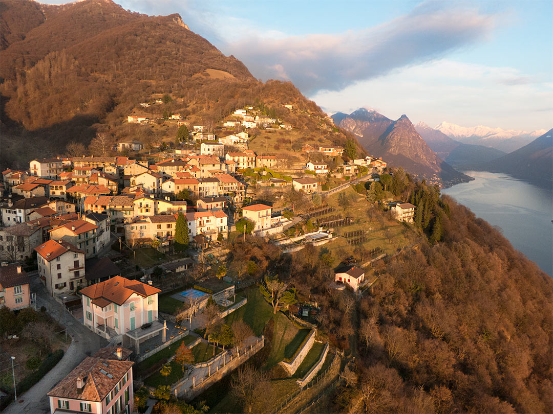 Monte Brè is a small mountain east of Lugano on the flank of Monte Boglia with a view of the bay of Lugano and the Pennine Alps and the Bernese Alps. It is considered one of the sunniest points in Switzerland.