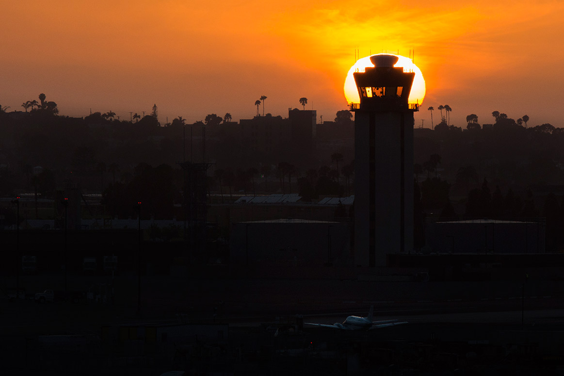 San Diego Airport (SAN) at sunset