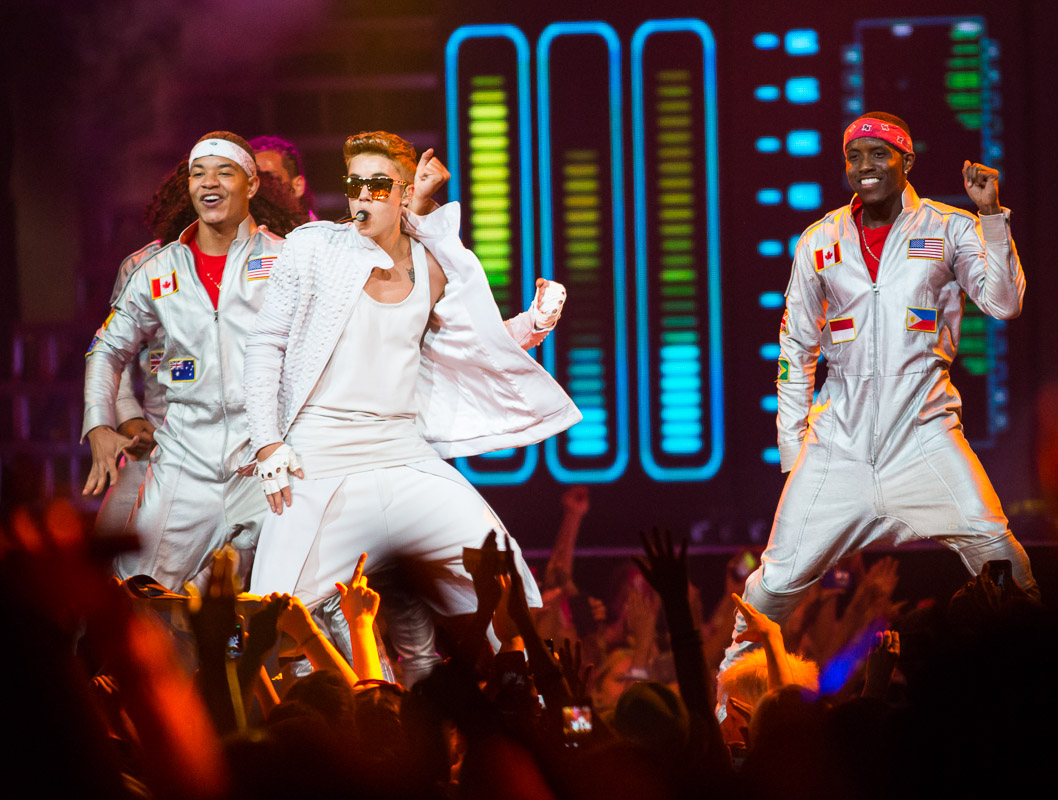 Justin Bieber performs at the Wells Fargo Center in Philadelphia.