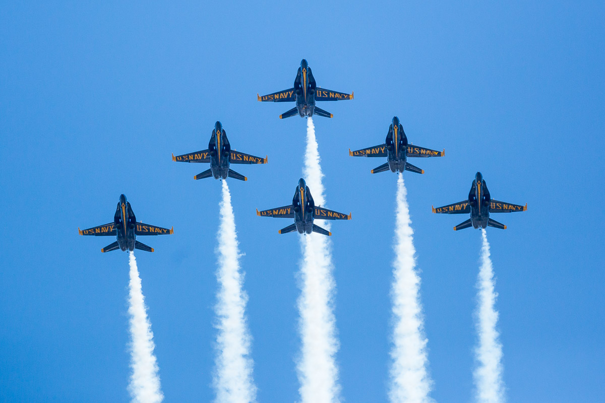 The Blue Angels fly over Philadelphia to honor Covid-19 frontline responders.
