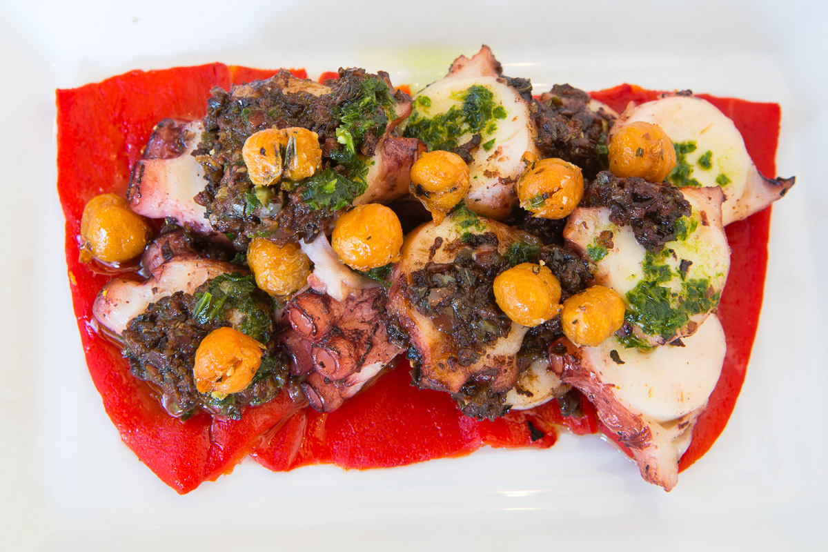 Spanish octopus with piquillo peppers, olives and capers at Tria in Philadelphia.