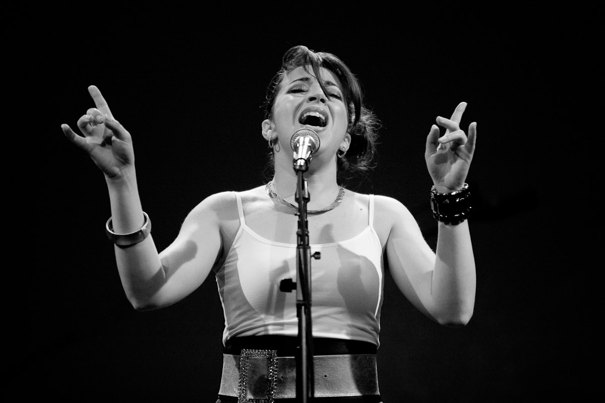 Tara Betterbid, lead singer of the group Taragirl, performs at the World Cafe Live in Philadelphia.