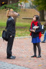 Students converse on Locust Walk on Halloween at the University of Pa. in Philadelphia.
