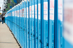 Hundreds of port-a-potties line the Walnut Street Bridge in anticipation of the arrival of pilgrims for Pope Francis' visit to Philadelphia.