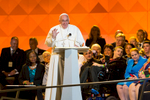 Pope Francis delivers a speech at the Festival of Families on the Ben Franklin Parkway in Philadelphia Saturday.