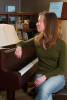 Composer and PhD. student at the University of Pa. Erica Ball at her piano in Philadelphia.