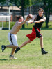 Students practice sprint football on the campus of the University of Pa. in Philadelphia.