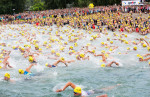 The swim start at Ironman Zurich, Switzerland.