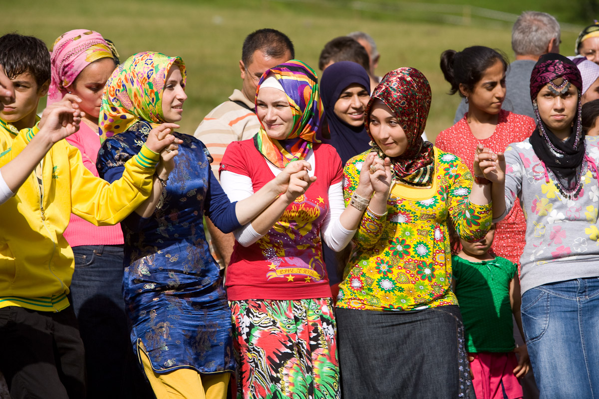 Women dance the horon in the mountainous town of Ayder, Turkey.