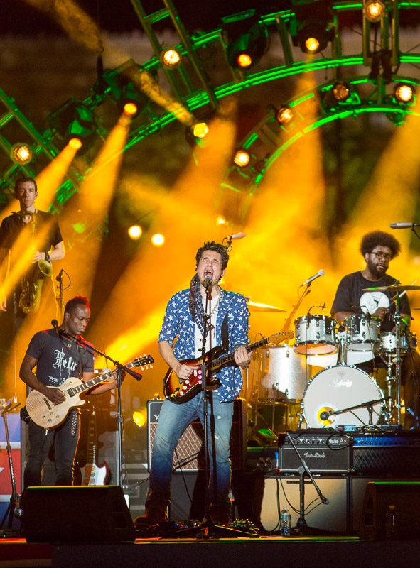 John Mayer performs with The Roots at the Welcome America 4th of July Jam in Philadelphia.