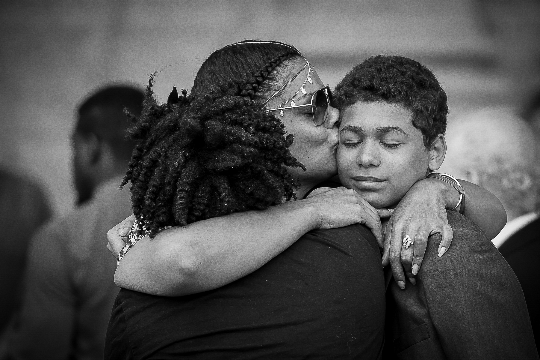 Mourners comforted each other outside the St. Paul Cathedral on July 14, 2016 in St. Paul, MN.