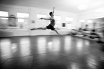 Jarod Boltjes, Company dancer with St. Paul Ballet, leaps during ballet class in studio on August 8, 2014 in St. Paul, MN.