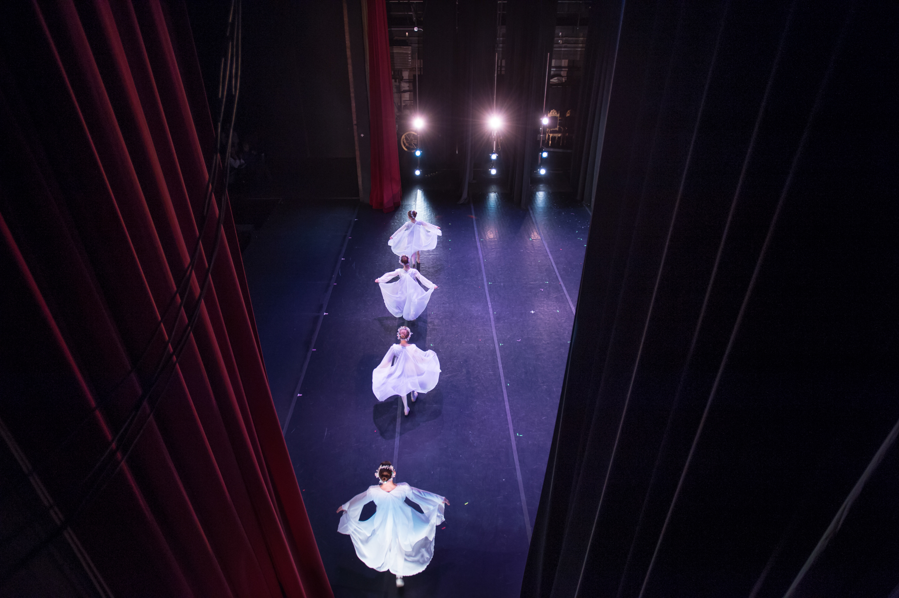 St. Paul Ballet students prepare for the final bow after a performance of Clara’s Dream, on December 21, 2014 in St. Paul, MN.