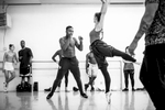 BJay Johnson, a boxer with Element Gym (L) and Nicole Brown (R), Company (professional) dancer at St. Paul Ballet, rehearse in studio for an upcoming performance on June 18, 2017 in St. Paul, Minnesota.