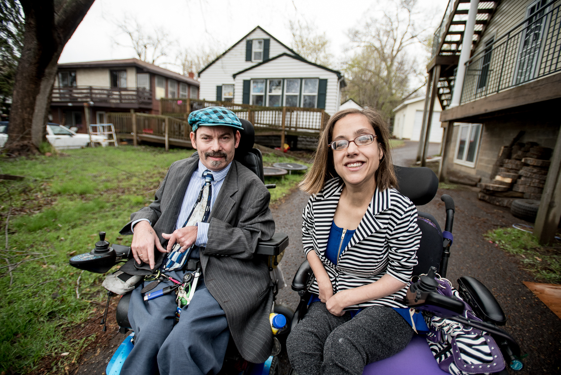 Darrell Paulsen and Nikki Villavicencio pose for a portrait outside their home in Maplewood, Minneosta on April 20, 2017.