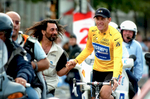 2005 STAGE 20 / Paris, France: Lance Armstrong receives a heartfelt congratulations at the end of the 2005 Tour de France. Armstrong retired at the completion of the Tour, but returned in 2009. 