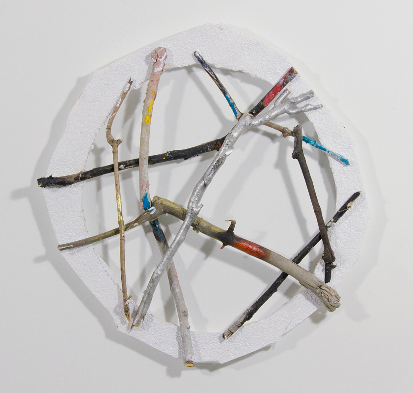 Bob JonesDreamcatcher / 2011Ethafoam, sticks, oil, acrylic and enamel5.5{quote} diameter