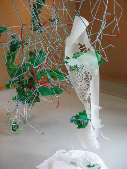 hand-cut mylar, drinking straws, pipe cleaners, paper, monofilamentapprox. 12 x 8 x 8 in.