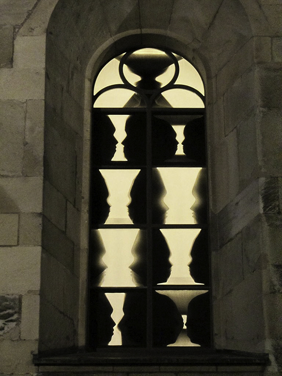 Photograph of a stained glass window by Sigmar Polke at Grossmunster Chapel