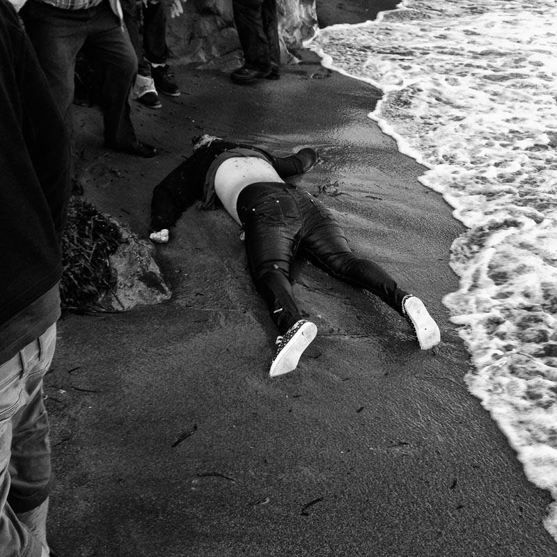 Nov. 1, 2015. A body is washed ashore at a beach, Lesbos, Greece. 
