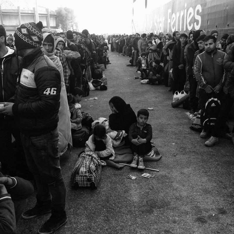 Nov. 6, 2015. Before boarding a ferry to Athens, Lesbos, Greece.