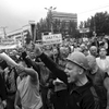 June 18, 2014. Miners at a protest, Donetsk, Ukraine. Finally we reach the Lenin Square. Pretty uneventful. 