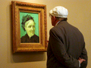 David Hockney reflecting on Vincent Van Gogh's {quote}Portrait of the Artist's Mother.{quote}  The Norton Simon Museum, Pasadena, CA. 