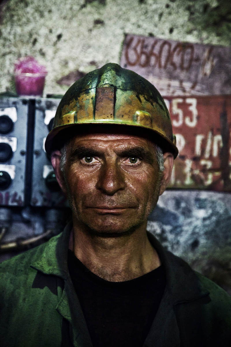 GEORGIA . Mineworker Zura works in a Mine factory in Chiatura 8 hours a day for 18 years. His monthly salary is $200. 