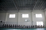 2010.  Georgia, Students practice traditional folk dancing at a school gym in Tserovani.