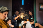 2017. Georgia, Residents of the village of Khurcha participate in a church ritual. Prior to March 2018, the village was one of the main checkpoints in and out of Abkhazia. It has now become more isolated.