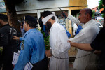 ISLAMABAD, PAKISTAN. Imam Hafiz Mohammed Khalid Chishti is blindfolded and shackled as he is led to court to receive formal charges for falsely accusing a young Christian girl of burning pages of the Quran at the Islamabad District Court in Islamabad, Pakistan on Sunday September 2, 2012. The Imam was arrested after his deputy made a statement saying he saw the Imam add pages to the burning ashes in order to accuse the girl of blasphemy and expel the Christian family from the neighborhood. The case involves Rimsha Masih who was arrested on August 16, 2012 on charges of blasphemy after being accused of burning pages of the Quran by a crowd of her Muslim neighbors. The girl, who is believed to be between the ages of 11 to 14, and her family were roughed-up by the crowed before being taken into custody by the police. 