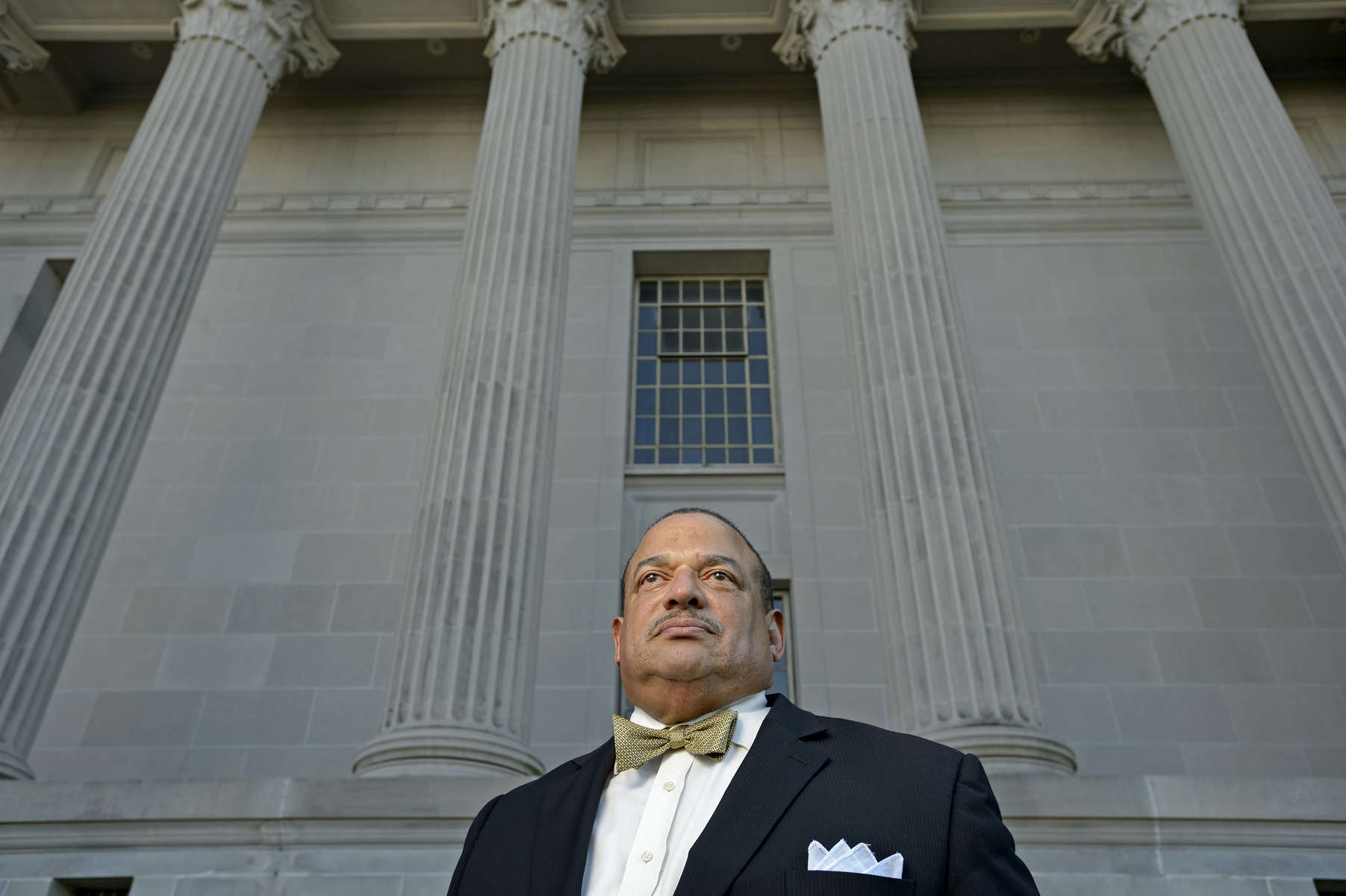 Portraits included in non-unanimous jury project that was awarded the 2019 Pulitzer Prize for Local Reporting. Defense attorney David Belfield stands for a portrait in front of the Orleans Parish Criminal District Court in New Orleans, La., Wednesday, April 18, 2018. Belfield says he would be much more willing to take cases to trial if the jury verdicts had to be unanimous.