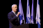 Benny Gantz, leader of the Blue & White party, speaks to supporters during a rally at the Cameri theatre in Tel Aviv, Israel, on Thursday, April 4, 2019. Israels Blue & White bloc, the main challenger to Prime Minister Benjamin Netanyahu in April 9 elections, wants to use the countrys natural gas riches to alleviate the developed worlds worst traffic congestion. Photographer