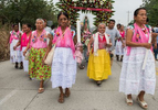 Totonac religious procession in honor of the Virgen de Guadalupe. El Tajin, Veracruz, Mexico