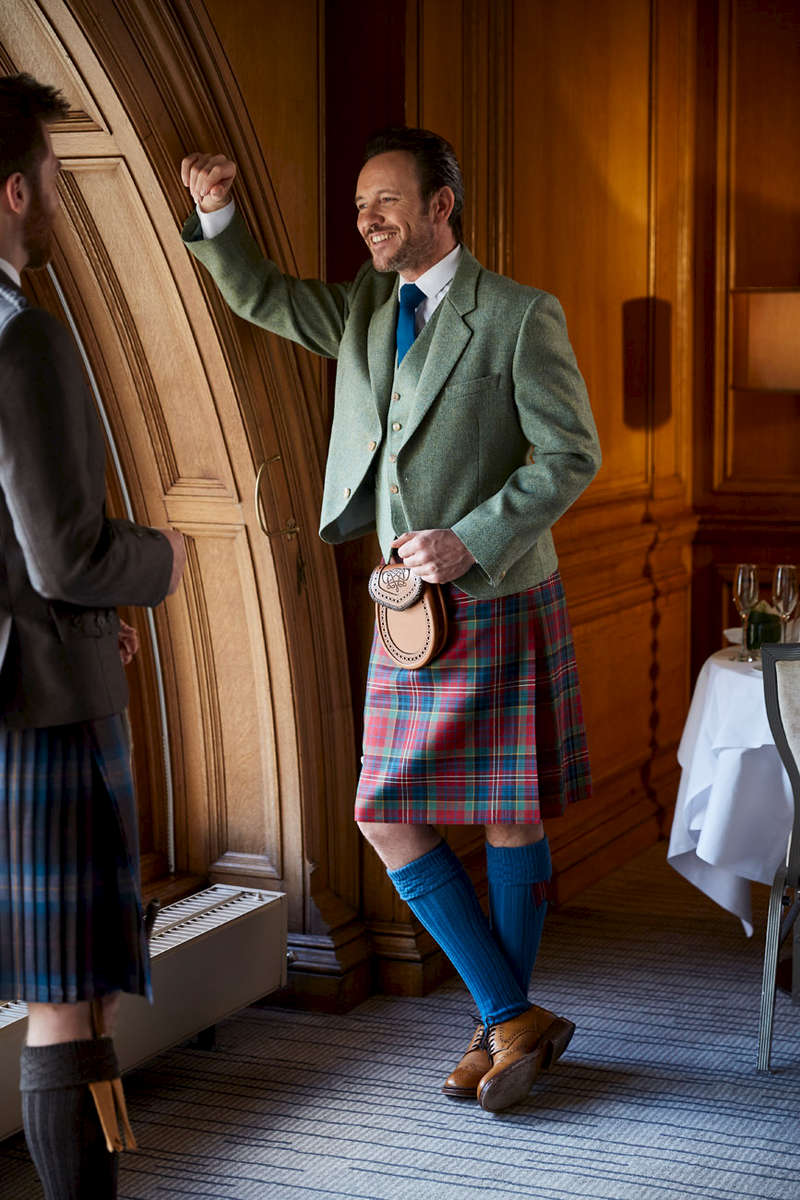 Fashion photography for the Kinloch Anderson Highland wear range in The Caledonian Hotel Edinburgh