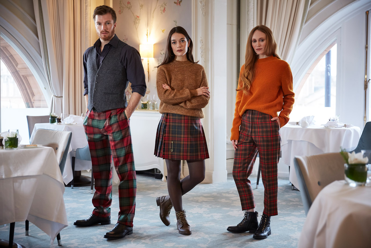 Fashion photography for the Kinloch Anderson Highland wear range in The Caledonian Hotel Edinburgh