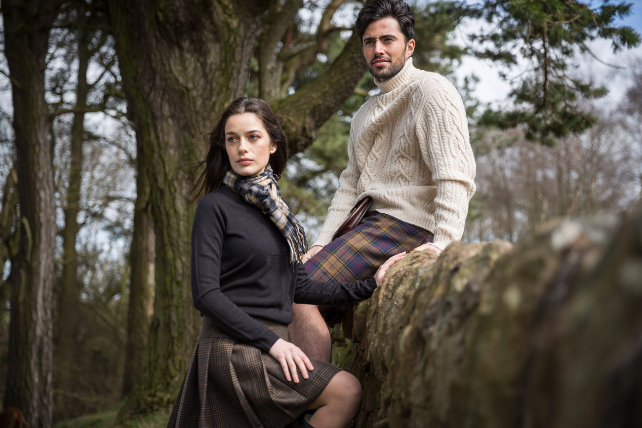 Fashion photography for the Kinloch Anderson Highland wear range out in nature